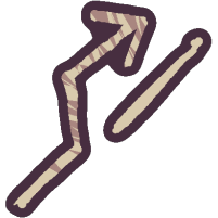 an alt symbol, turned so that the arrow faces the top right corner. the arrow that branches from the line is striped a darker colour.